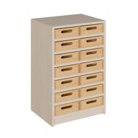 Schrank mit 14 flachen Massivholzkästen, B 52 x H 80 x T 40 cm