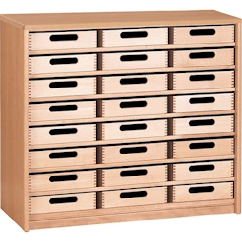 Schrank mit 24 Eigentumskästen natur Forminant, B 100 x H 83,6 x T 39,4 cm, Buche Echtholz