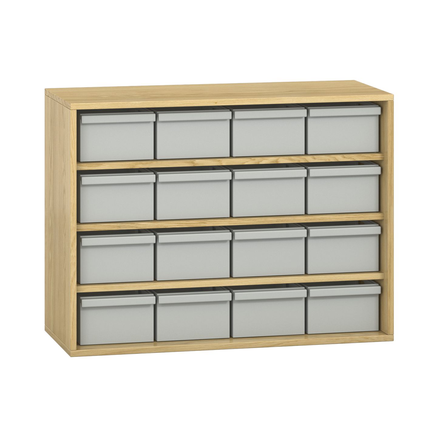 Pureo Materialschrank Furnier mit 16 Kästen, mit 3 Einlegeböden, B 100 x H 75 x T 42 cm