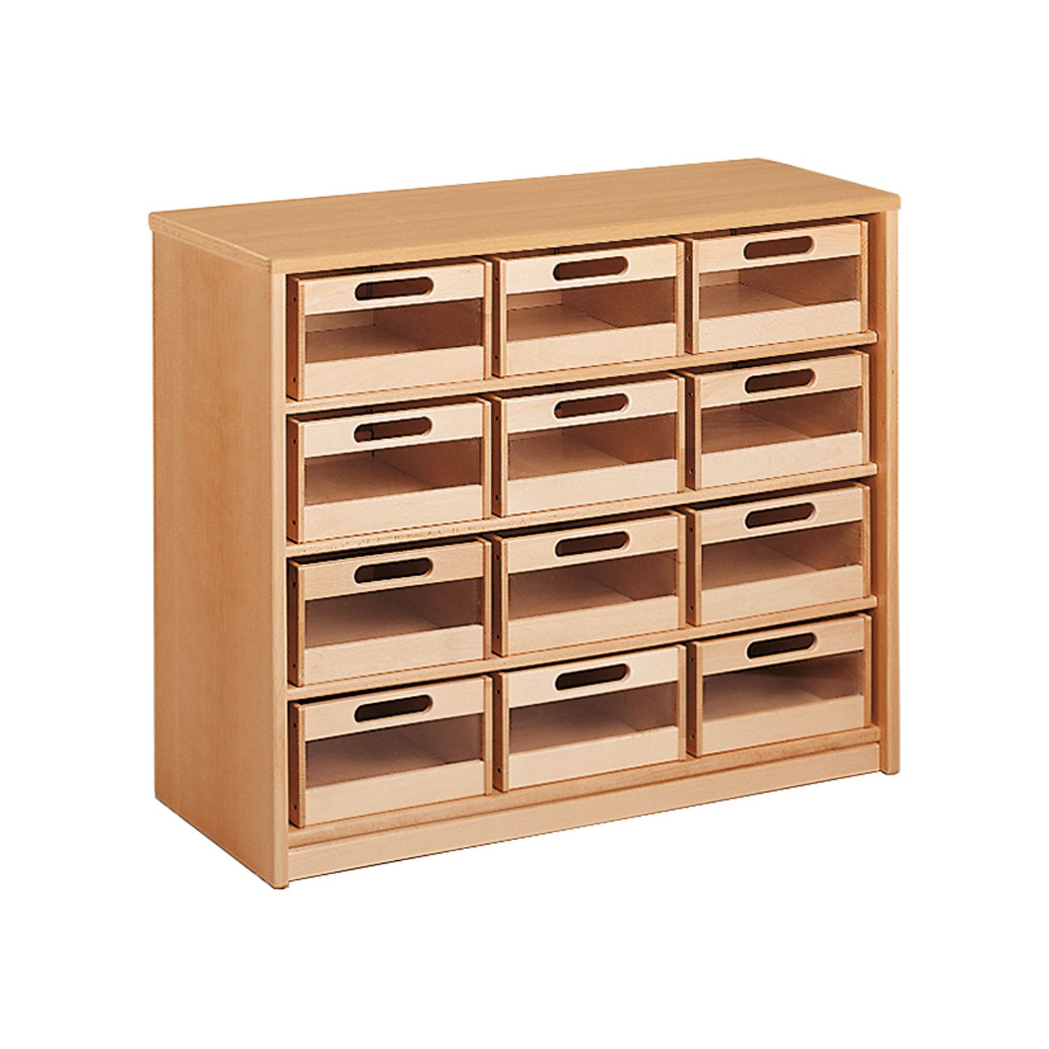 Schrank mit 12 Acryl-Materialkästen Forminant Dekor, B 100 x H 83,6 x T 39,4 cm