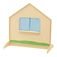 Haus mit Wiese und Fenster und Sockel, B 117,1 x H 120 x T 70 cm