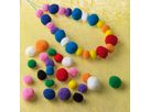 Pompons mit Loch, ca. 100 Stk. 2 Gr., 10 Farben