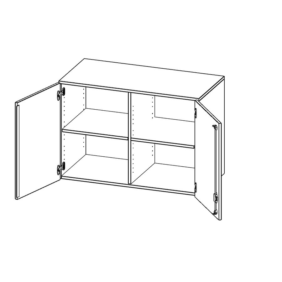 Aufsatzschrank mit Doppeltüren, Mittelwand, 1 Einlegeboden, abschliessbar, B 104,5 x H 72 x T 40 cm
