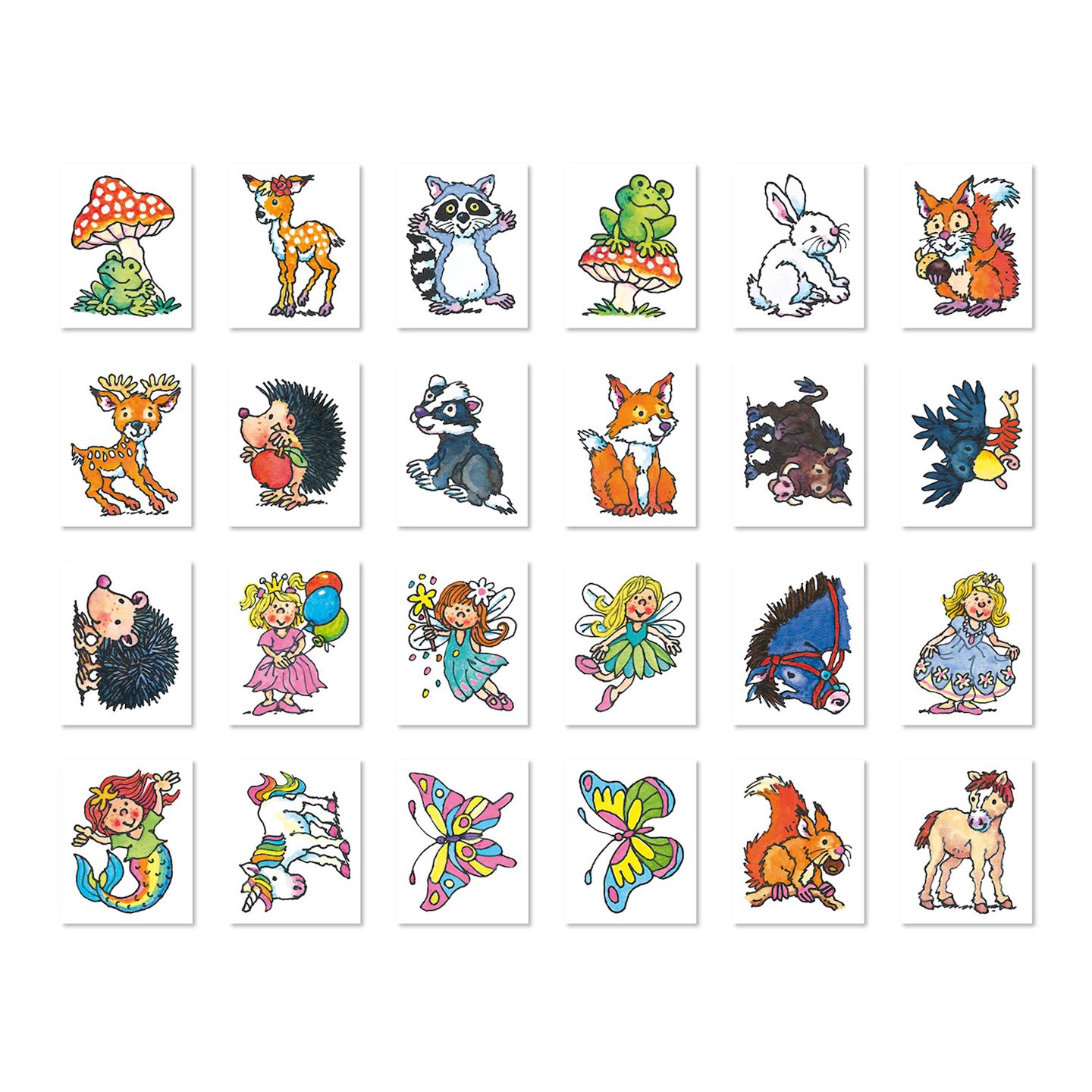 Mini Tattoos Waldtiere 24 Stück