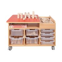 Bau-und Konstruktionswagen mit Linoleumoberfläche, mit 8 ErgoTray Boxen, B 108,5 x H 60 x T 60 cm