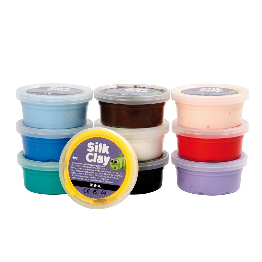 Silk Clay 10 x 40 g kräftige Farben