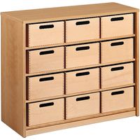 Schrank mit 12 Materialkästen Forminant Dekor, B 100 x H 83,6 x T 39,4 cm