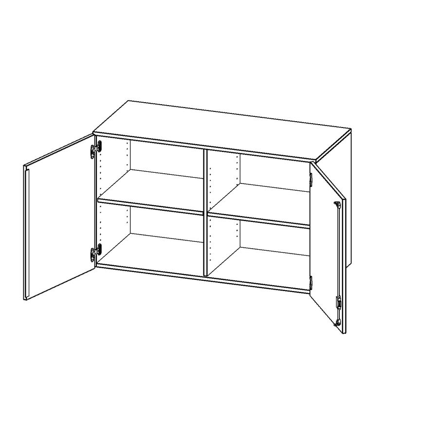 Aufsatzschrank mit 2 Türen abschliessbar, mit Mittelwand, B 120 x H 72 x T 40 cm