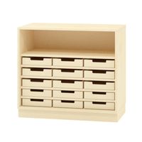 Schrank mit 15 Eigentumskästen mit Sockel, Furnier, B 90 x H 80 x T 40 cm