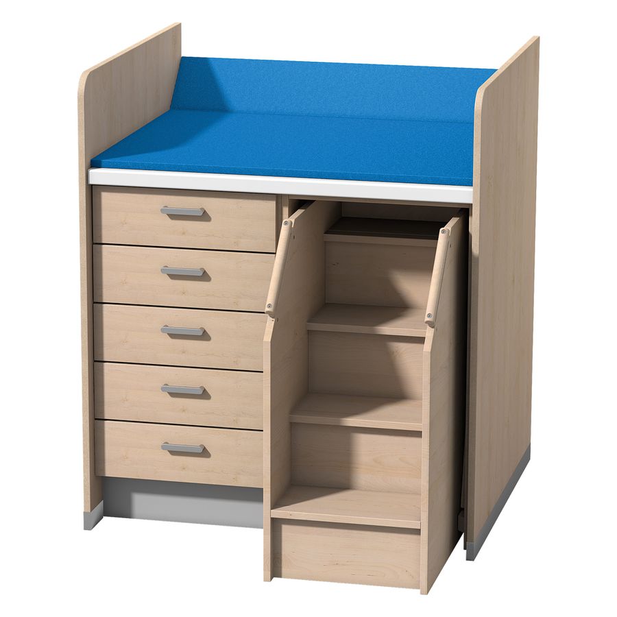 Wickelanlage mit 5 Schubkästen und Aufstiegshilfe rechts