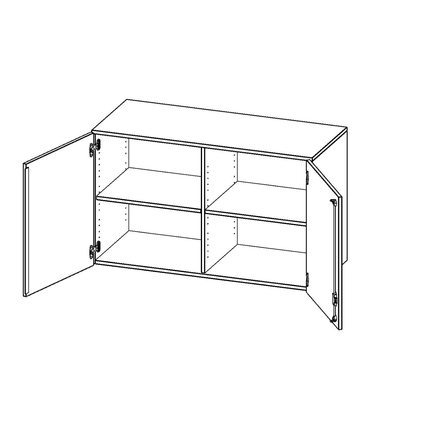 Aufsatzschrank mit 2 Türen abschliessbar, mit Mittelwand, B 120 x H 72 x T 40 cm