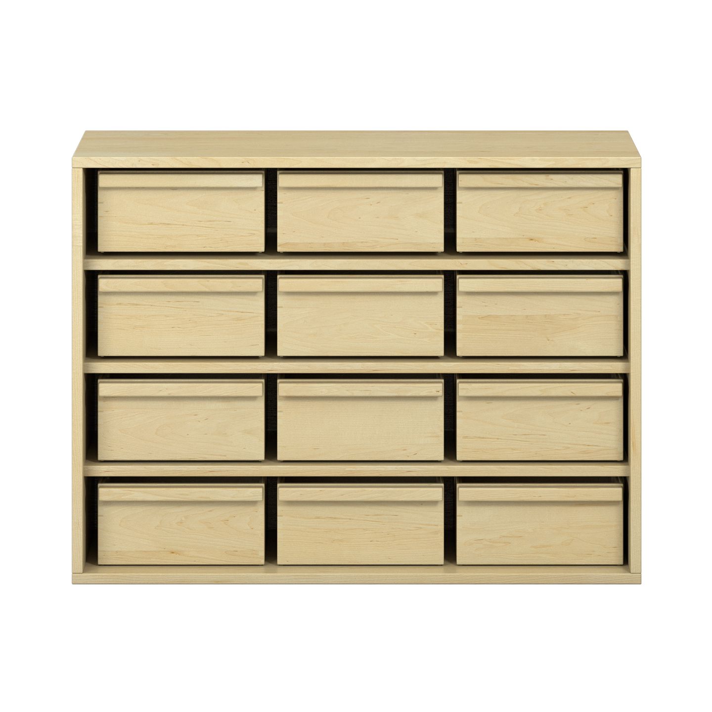 Pureo Materialschrank Furnier mit 12 Kästen, mit 3 Einlegeböden, B 100 x H 75 x T 42 cm