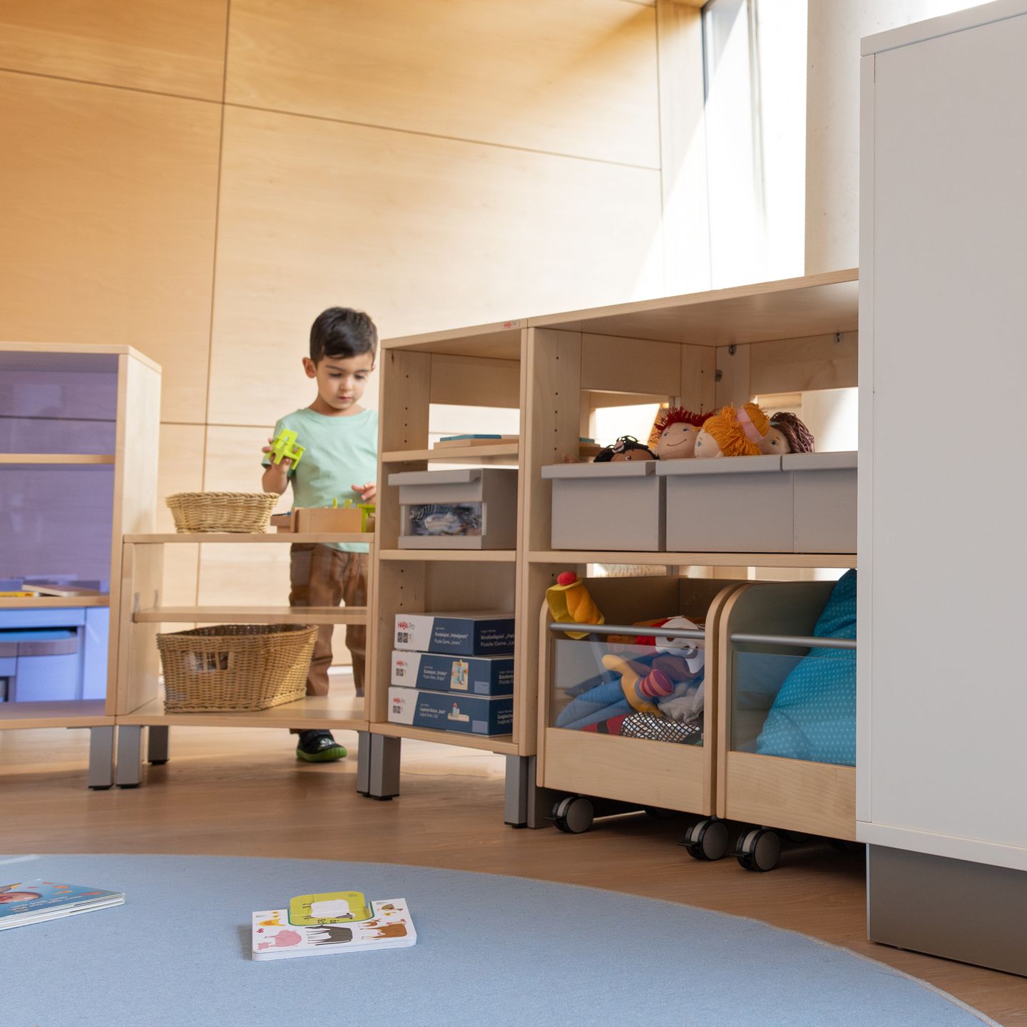 Pureo Rollkasten hoch Furnier, mit Acryleinsatz, B 45,8 x H 42,4 x T 30,5 cm