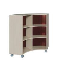 Viertelkreisschrank auf Rollen mit Plexiglasrückwand B 140 x H 122,5 x T 57 cm