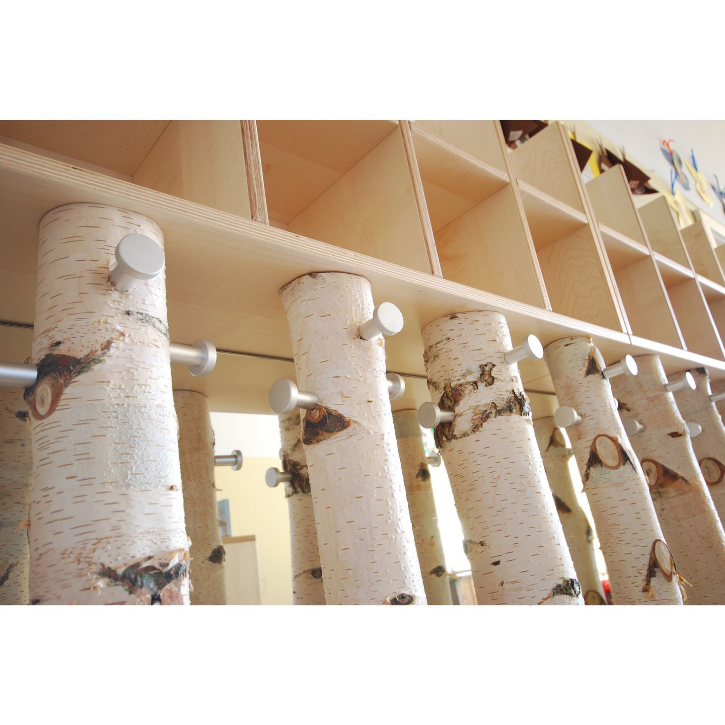 Garderobe mit Birkenstämme, Breite 93 cm