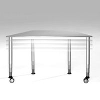 Trapez-Tisch höhenverstellbar, B 140 x H 58-76 x S 70/70/70 cm, Melaminharz Belag, fahrbar mit 2 Rollen