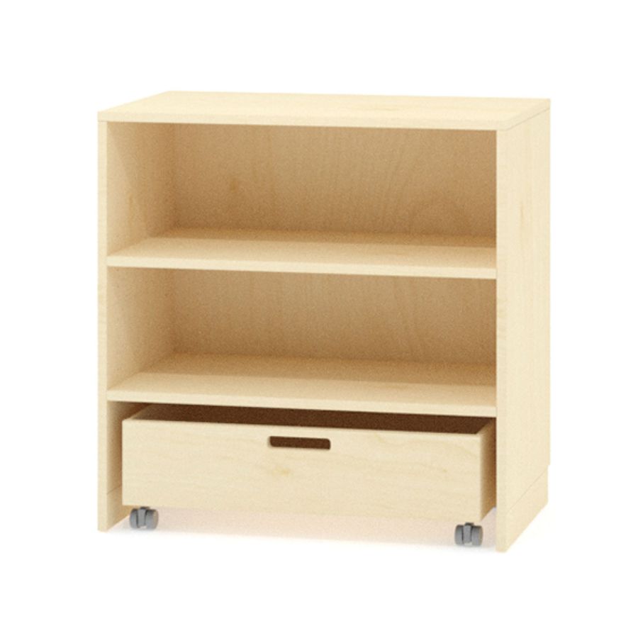 Bausteinschrank mit 1 Bausteinwagen, 1 Einlegeboden, B 80 x H 80 x T 40 cm, Furnier