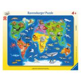 104.506.641 - Weltkarte mit Tieren, Puzzle 30 Teile