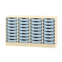Schrank für Materialboxen auf Rollen, Spanplatte Dekor, B 139,5 x H 80 x T 45 cm