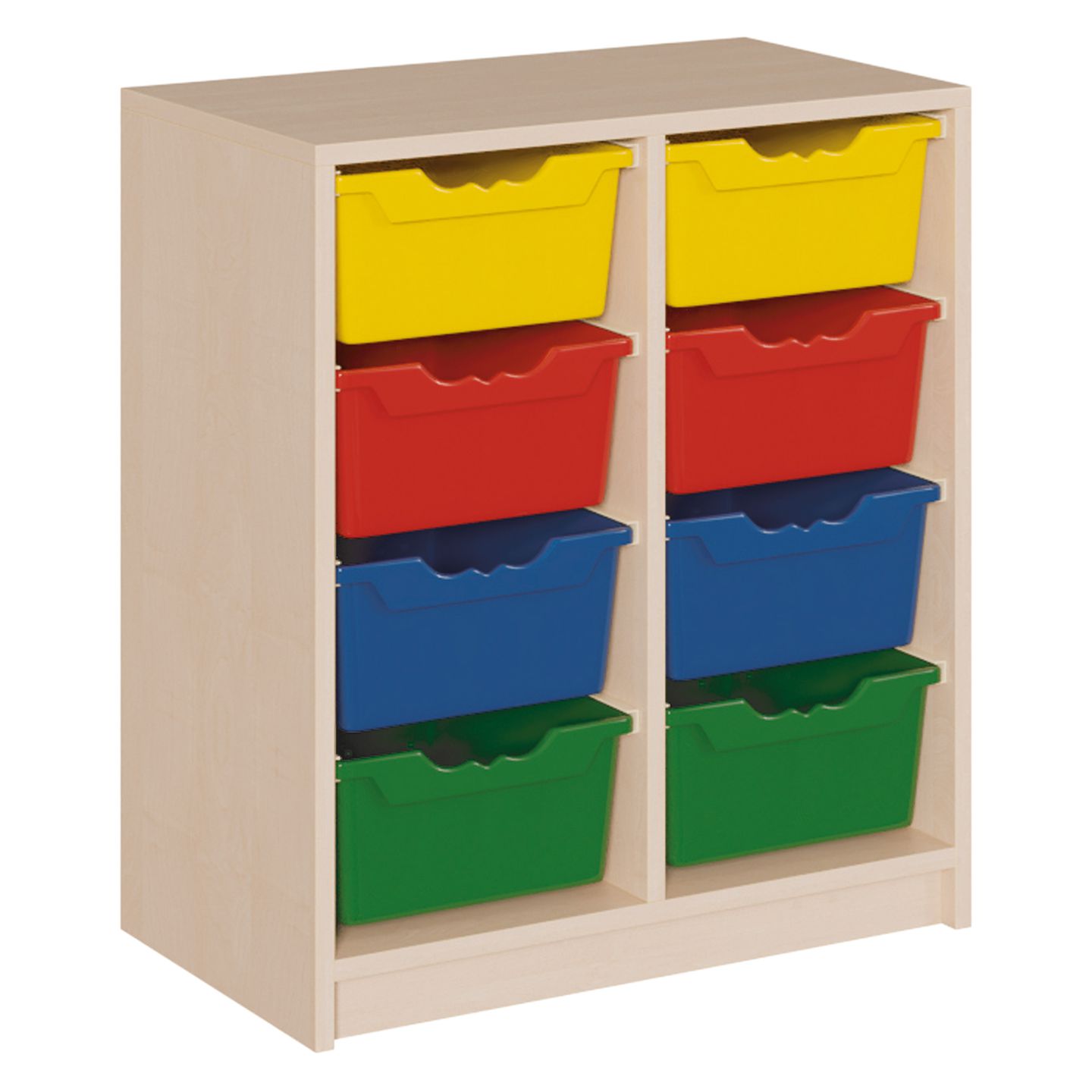 ErgoTray Regal mit Sockel, 8 hohen Boxen, B 70,5 x H 80 x T 40 cm