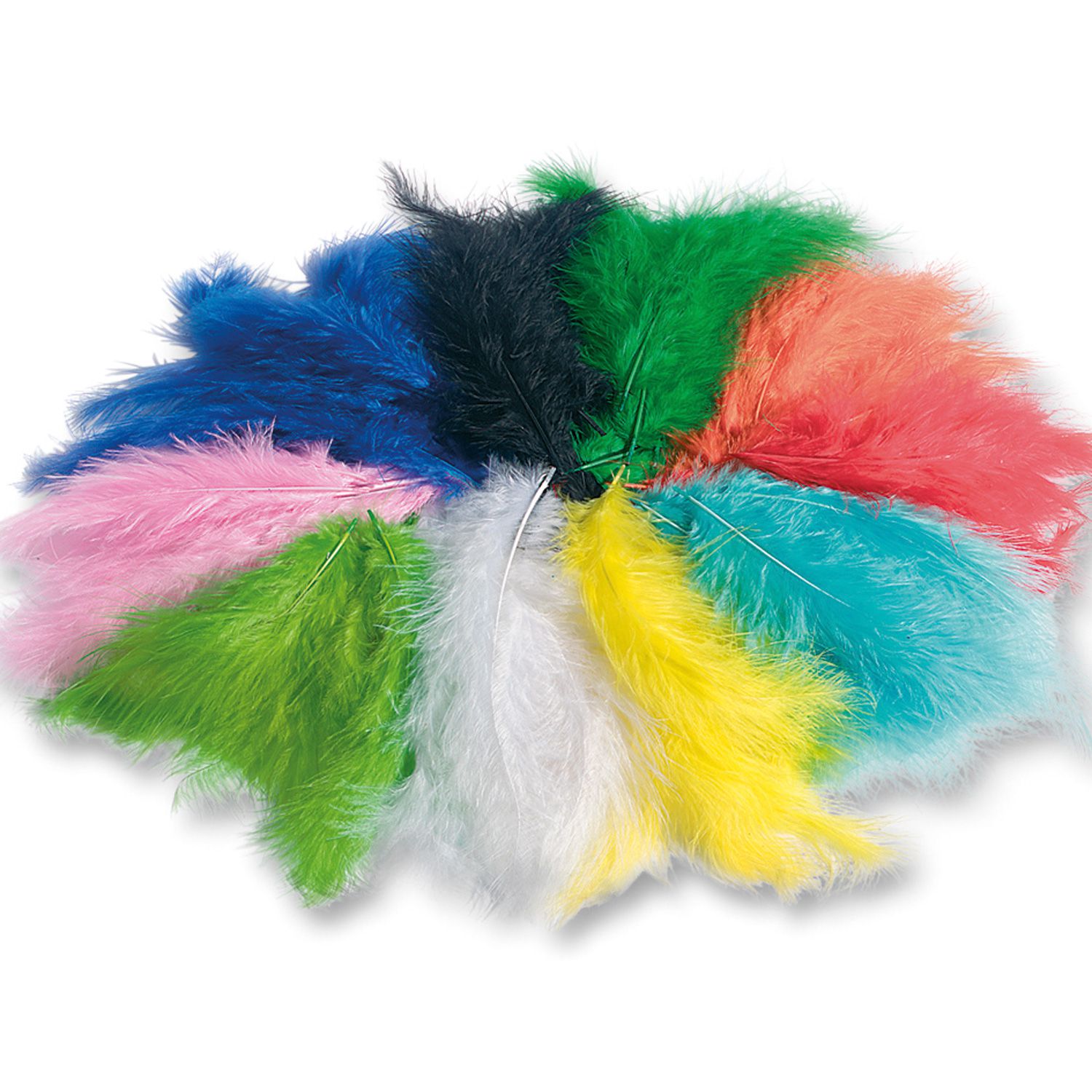 Flauschfedern bunt, 100 g L 4 - 14 cm