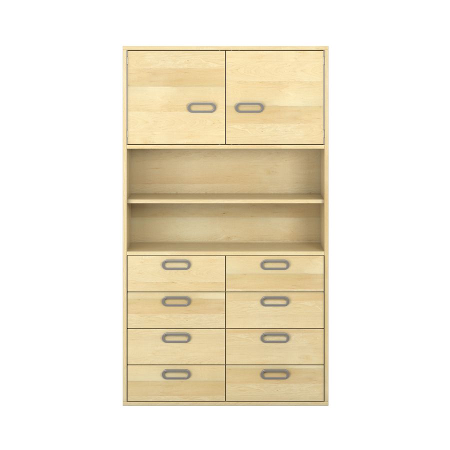 Pureo Türenschrank mit 8 Schubkästen, oben Doppeltür, Furnier
mit 3 Einlegeböden
B 100 x H 175 x T 42 cm