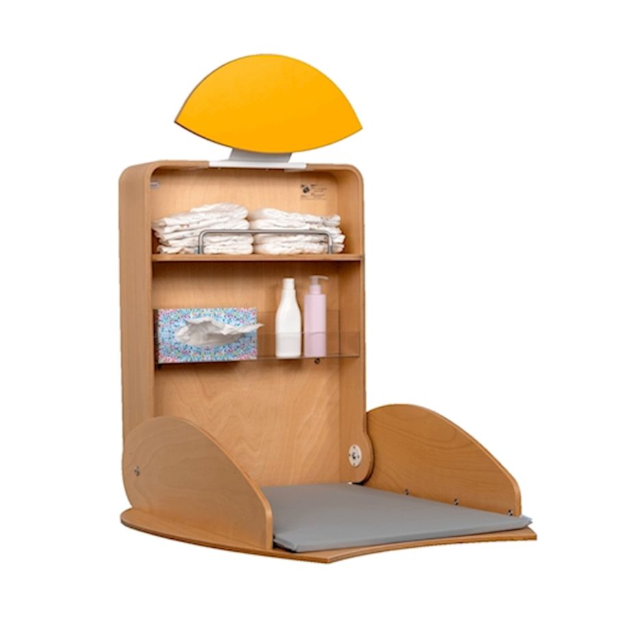 Wickel-Ei mit Kuppe gelb inkl. graue Wickelmatte