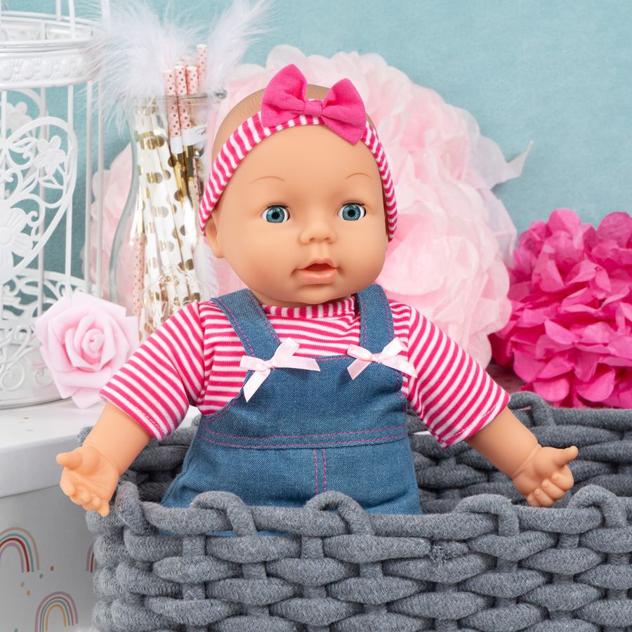 Jeanskleid mit Shirt für Puppen von 33-38 cm
