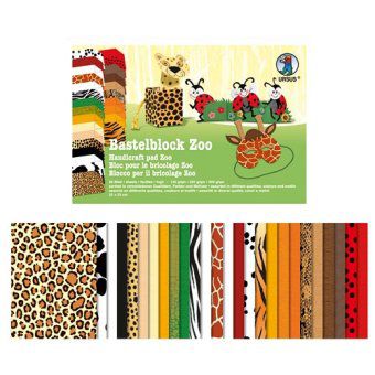 Bastelblock Zoo, 26 Blatt 23 x 33 cm
