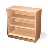 Materialschrank offen mit Sockel und 2 Einlegeböden, Massivholz Buche, B 80 x H 80 x T 40 cm
