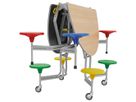 8er-Tisch-Sitz-Kombination oval, Tischhöhe 74 cm, Sitzhöhe 43,5 cm