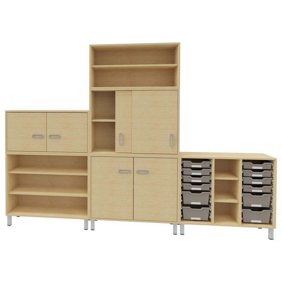 Pureo Portfolioschrank mit Schiebetüren, Furnier
mit 1 Mittelwand und 2 Einlegeböden
B 100 x H 75 x T 42 cm