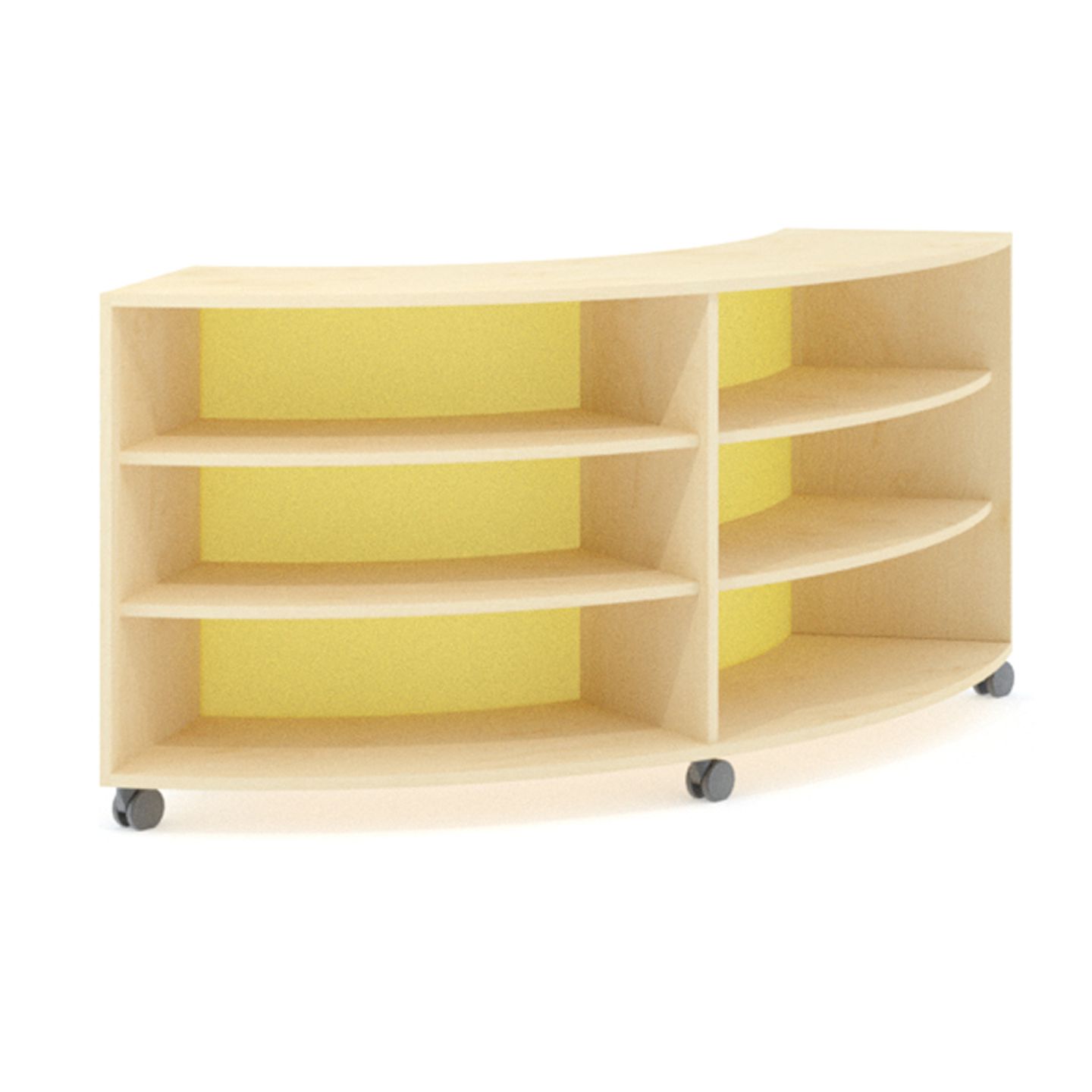 Schlangenregal mit Rollen, Furnier, B 120 x H 80 x T 120 cm