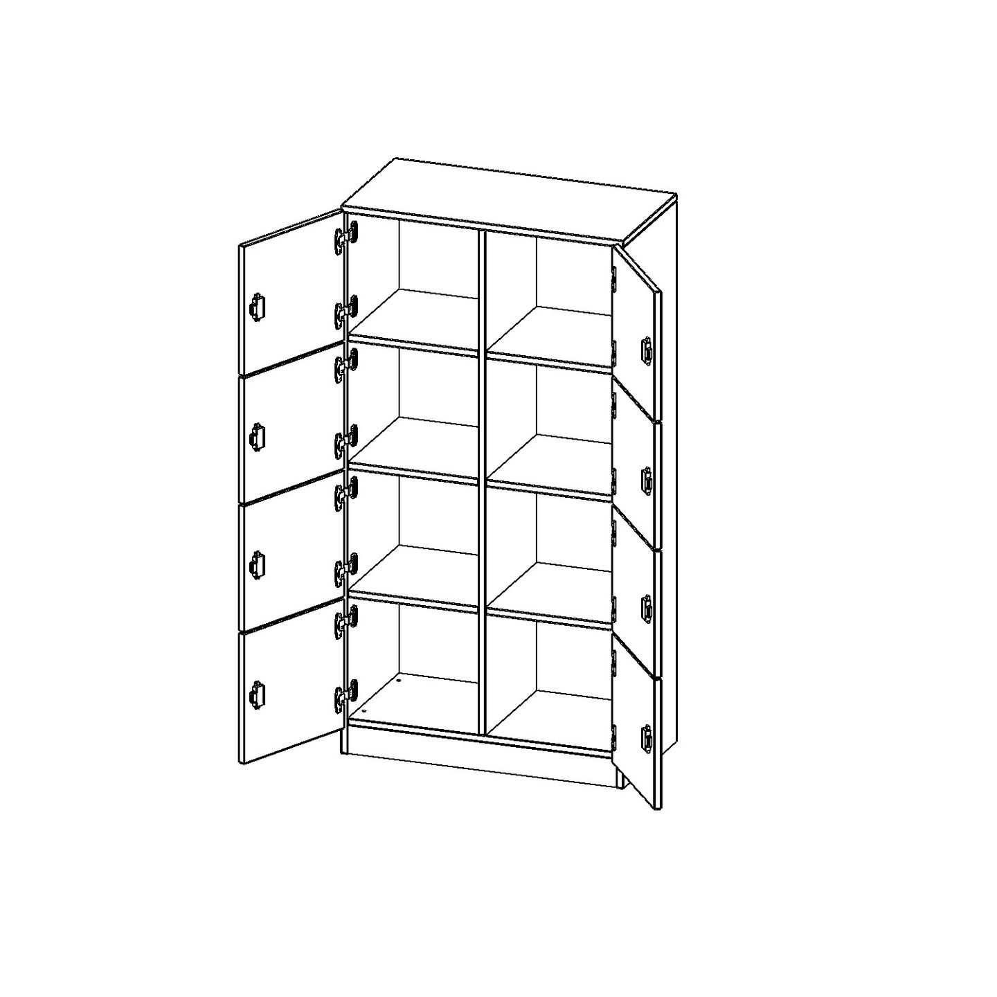 Schliessfachschrank mit 8 Schliessfächer, B 80 x H 154 x T 40 cm