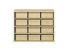 Pureo Materialschrank Furnier mit 12 Kästen, mit 3 Einlegeböden, B 100 x H 75 x T 42 cm