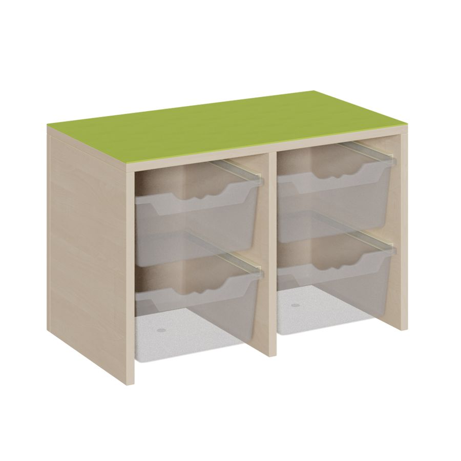 Linoleumpodest mit 4 hohen ErgoTray-Boxen, B 70 x H 46 x T 40 cm