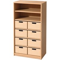 Schrank mit 8 Materialkästen Forminant Dekor, B 65 x H 122 x T 39,4 cm