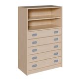 460.002.183K - Schrank mit 5 Schubladen, oben Regal mit 1 Einlegeboden, B 78 x H 120 x T 40 cm