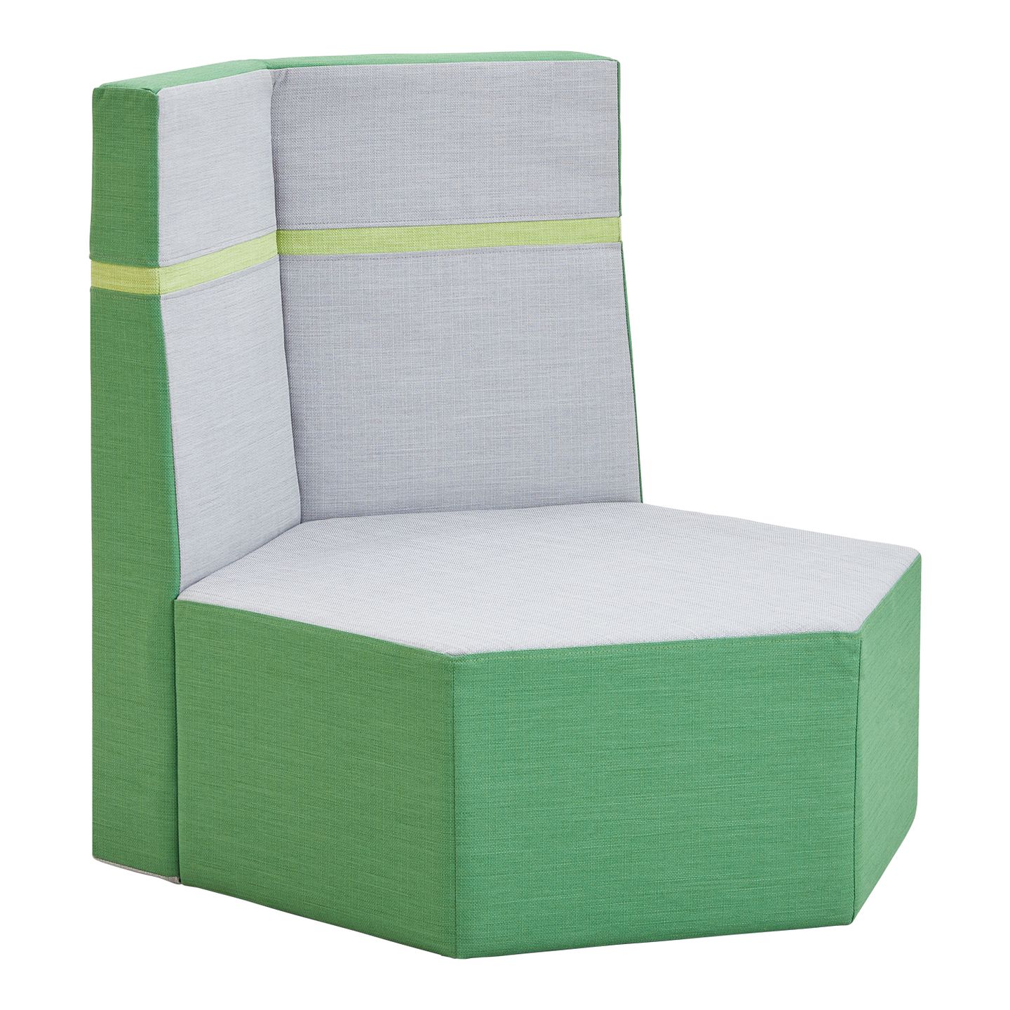 Podest Sechseck mit 2 Rückenlehnen und Stoffbezug