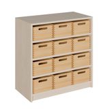 460.002.205K - Schrank mit 12 hohen Massivholzkästen, B 78 x H 80 x T 40 cm
