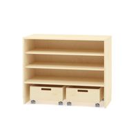 Bausteinschrank mit zwei Bausteinwagen und 2 Einelgeböden, Furnier, B 100 x H 80 x T 40 cm