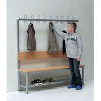 Komplettgarderobe einseitig mit 9 Haken, Sitzhöhe 45 cm B 150 x H 155 x T 38 cm