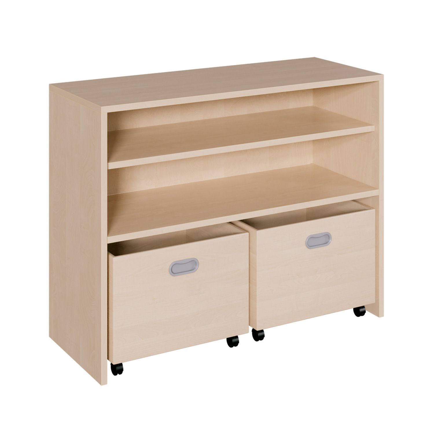 Schrank mit hohen Sockelnischen inkl. 2 hohen Rollkästen und 2 Einlegeböden, B 102 x H 80 x T 40 cm