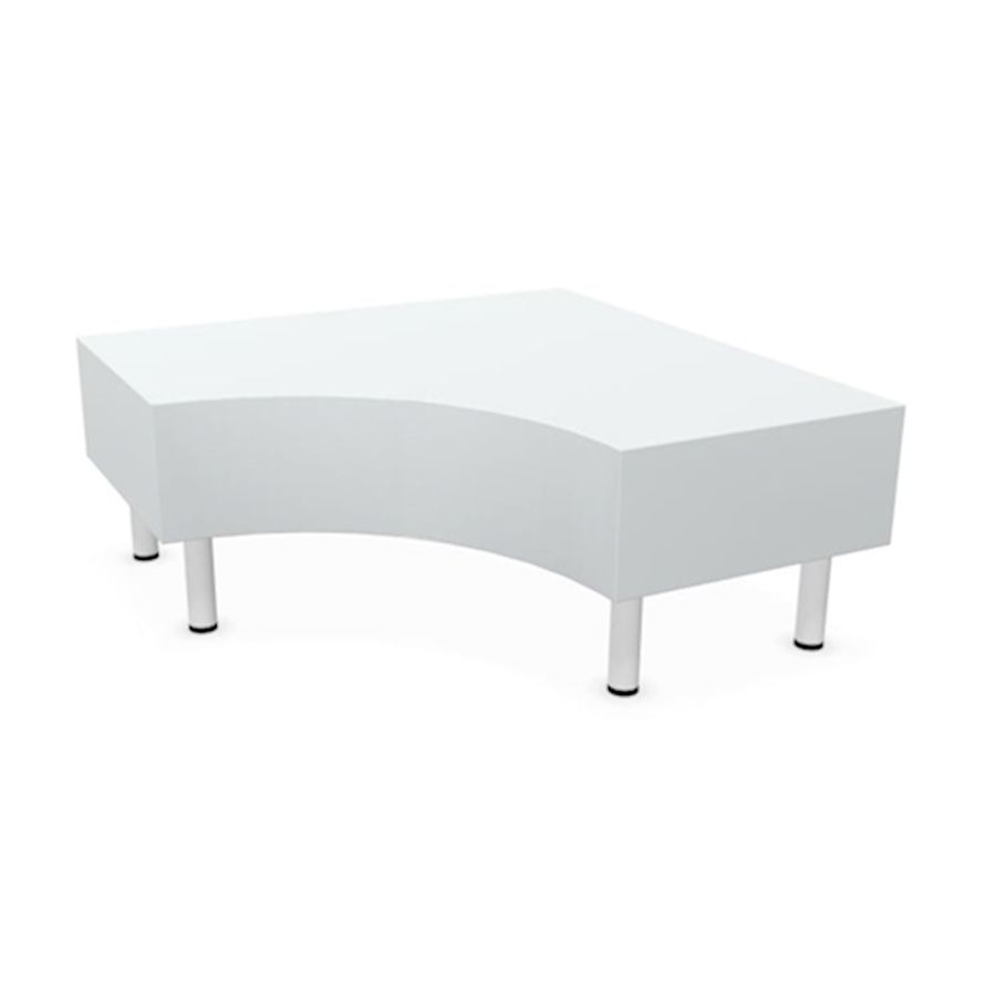 Eckpodest ohne Lehne in polarweiss, B 130 x SH 53 x T 130 cm, für Einbau Wassersäule mittig