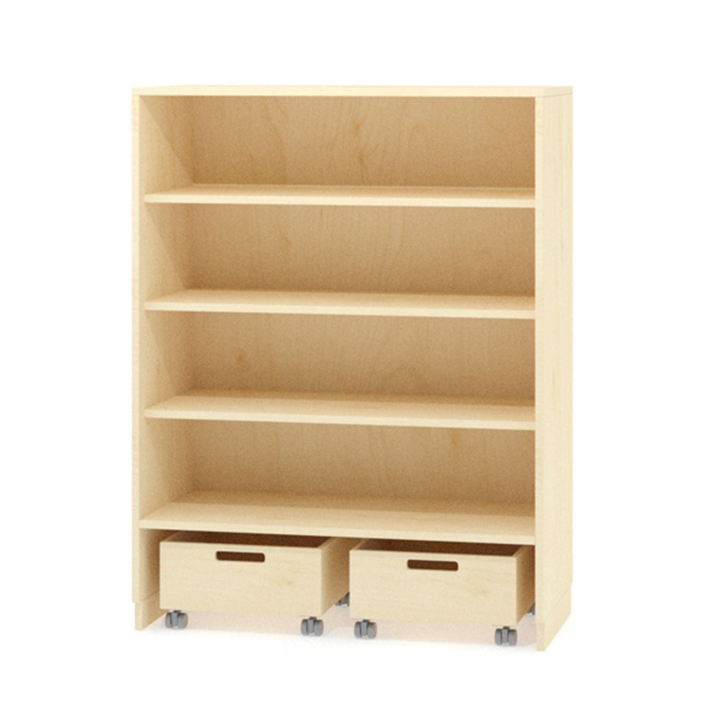 Bausteinschrank mit 2 Bausteinwägen, 3 Einlegeböden, B 100 x H 130 x T 40 cm, Furnier