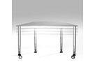 Trapez-Tisch höhenverstellbar, B 140 x H 58-76 x S 70/70/70 cm, Melaminharz Belag, fahrbar mit 2 Rollen
