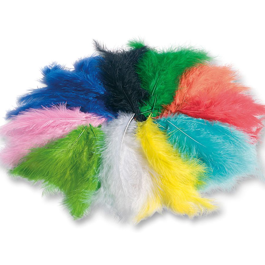 Flauschfedern bunt, 100 g L 4 - 14 cm