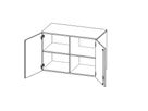 Aufsatzschrank mit Doppeltüren, Mittelwand, 1 Einlegeboden, abschliessbar, B 104,5 x H 72 x T 40 cm