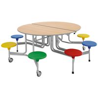 8er-Tisch-Sitz-Kombination oval, Tischhöhe 74 cm, Sitzhöhe 43,5 cm