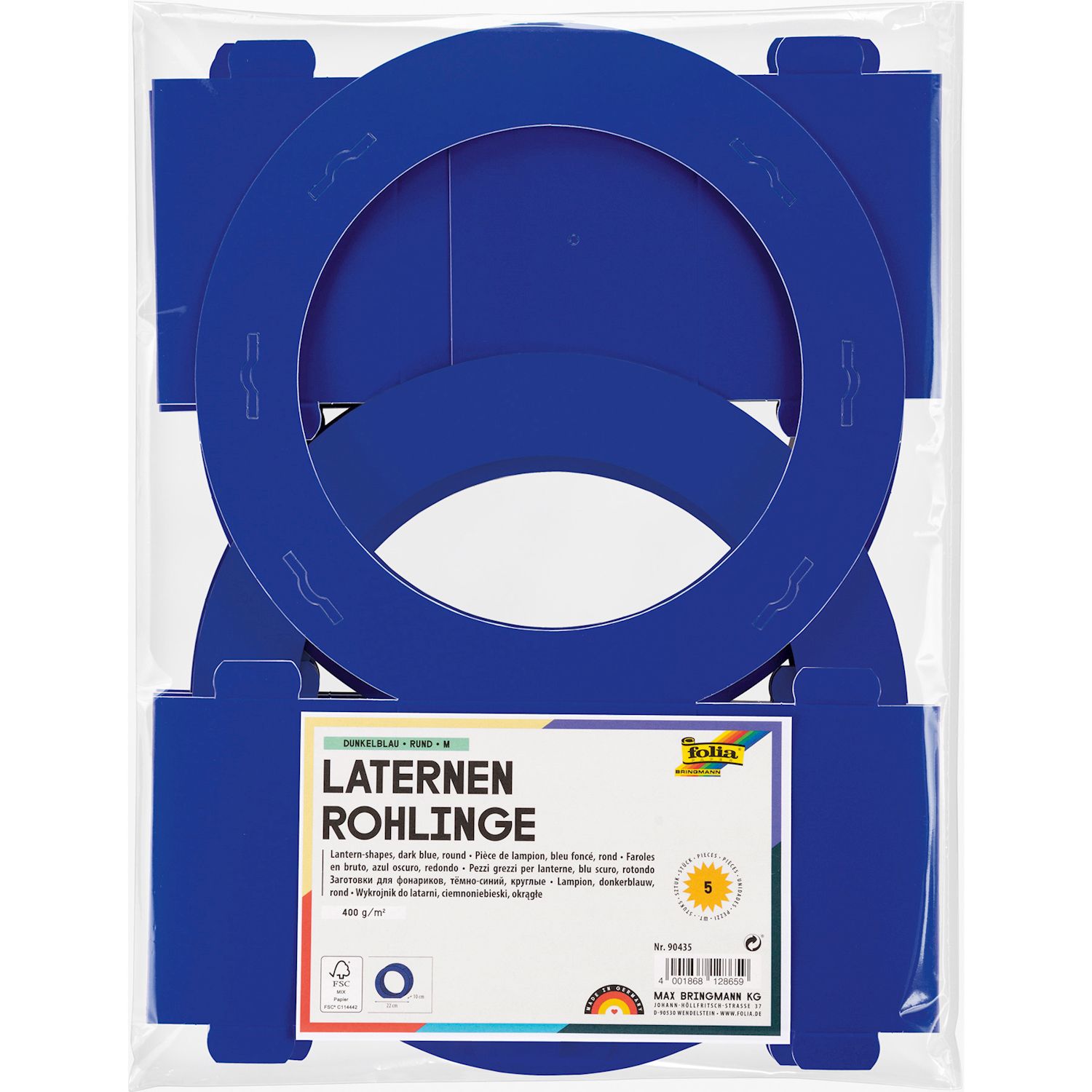 Laternen Rohlinge rund, blau, 5 Stück